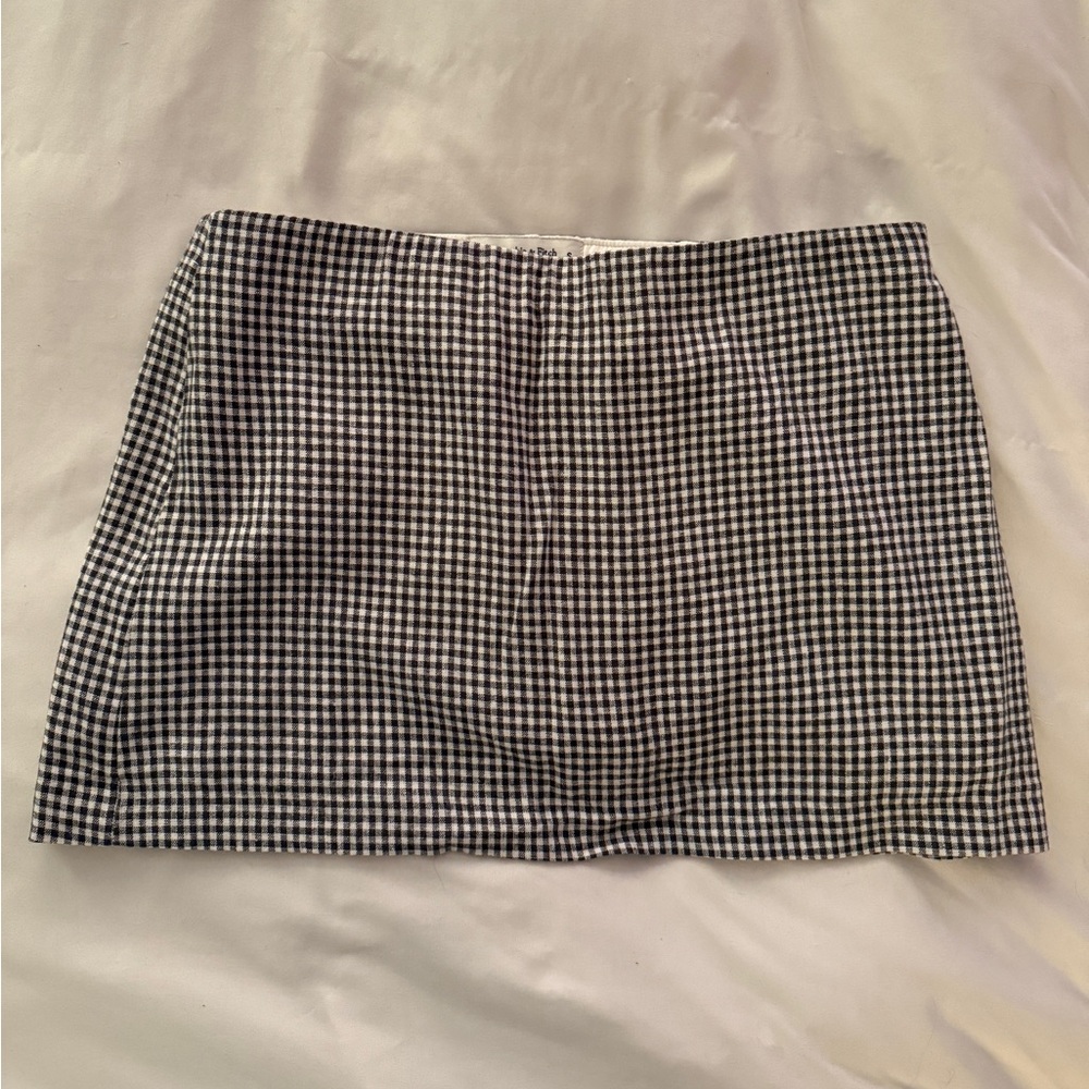 Black and White Gingham Linen Mini Skort - Picture 5 of 5